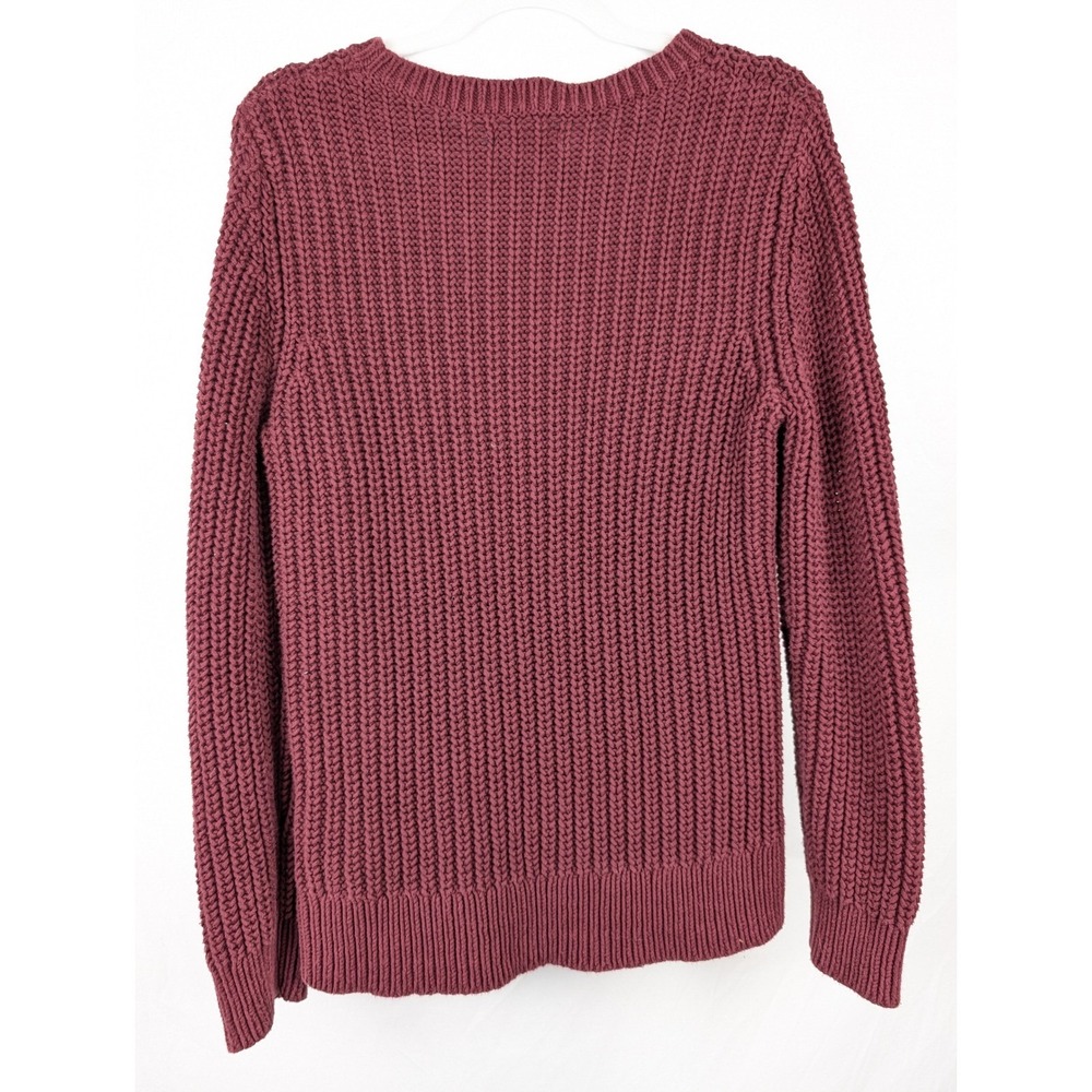 Nautica Cable Knit Heavyweight Crewneck Sweater Size L Maroon Cottagecore Granny - Picture 7 of 10